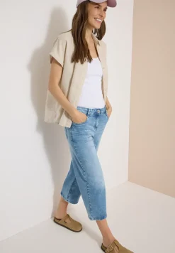 3/4 High Waist Wide Leg Jeans im Slim Fit