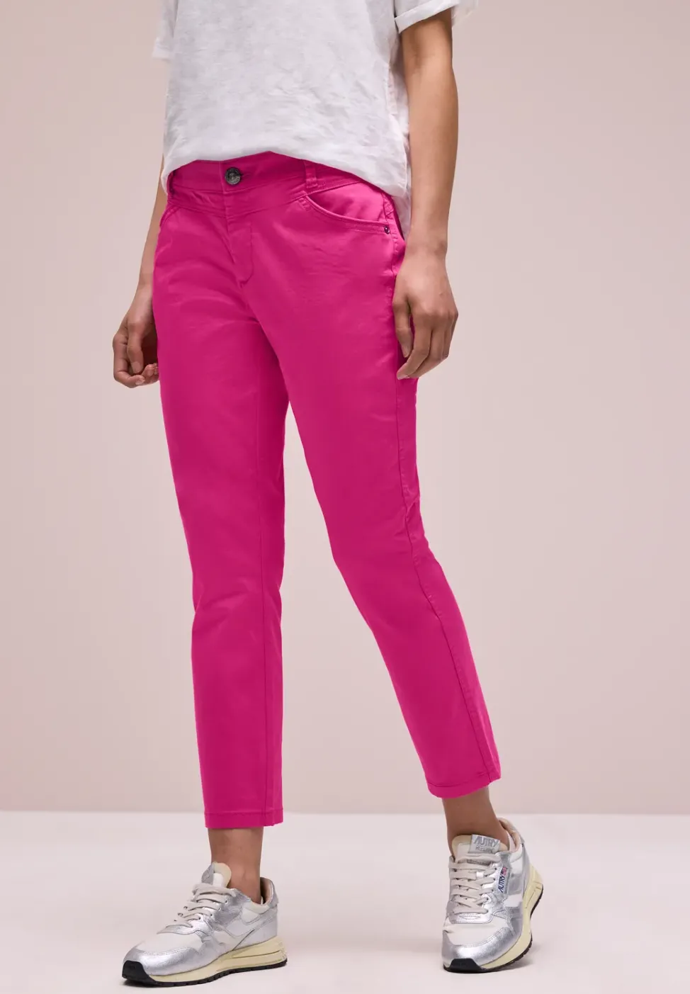 7/8 Slim Leg Hose im Satin-Look