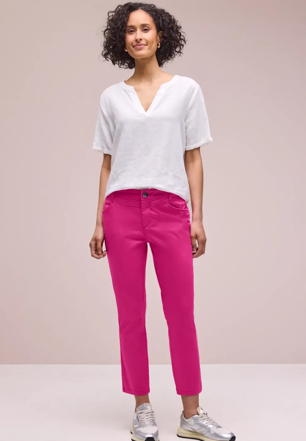7/8 Slim Leg Hose im Satin-Look