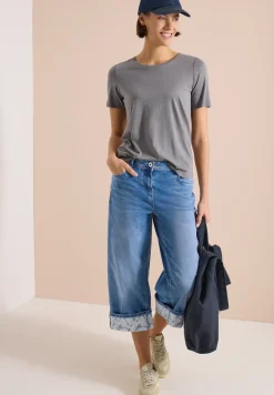 7/8 Wide Leg Jeans mit Turn-Up-Detail