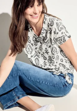Ajour T-Shirt mit Print