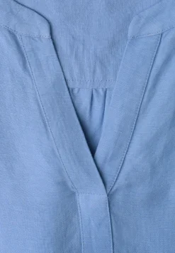 3/4-Arm Bluse aus Leinenmix mit Split Neck