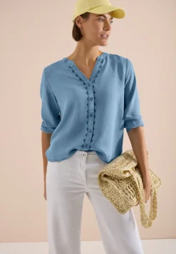 3/4-Arm Bluse im Denim-Look