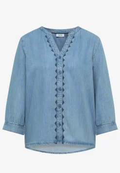 3/4-Arm Bluse im Denim-Look
