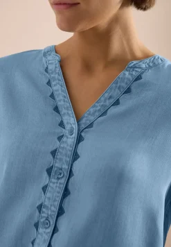 3/4-Arm Bluse im Denim-Look