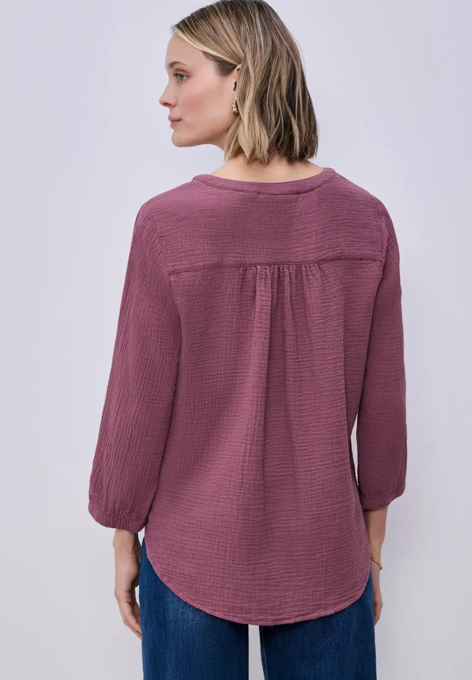 3/4-Arm Bluse in Musselinqualität