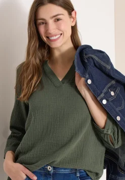 3/4-Arm Bluse in Musselin-Qualität