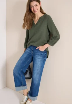 3/4-Arm Bluse in Musselin-Qualität