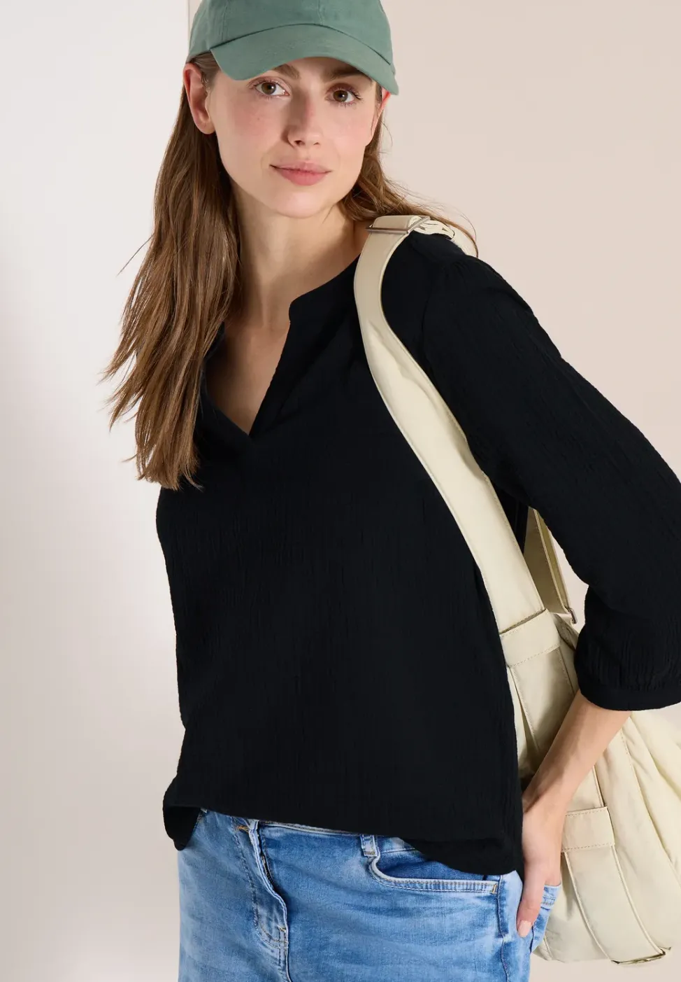 3/4-Arm Bluse in Musselin-Qualität