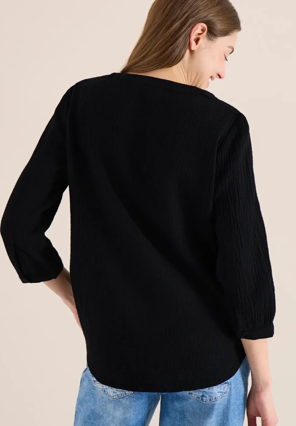 3/4-Arm Bluse in Musselin-Qualität