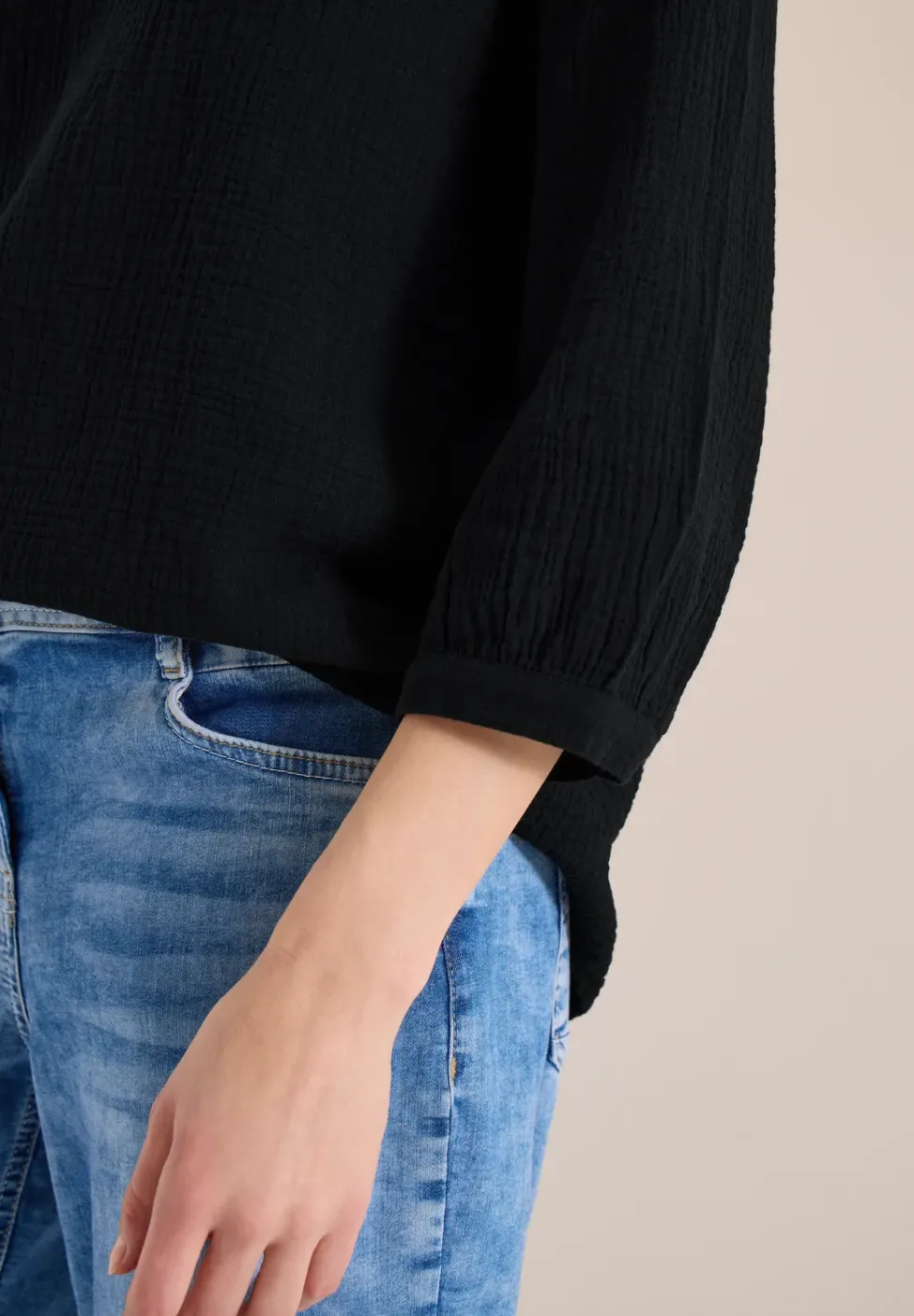 3/4-Arm Bluse in Musselin-Qualität