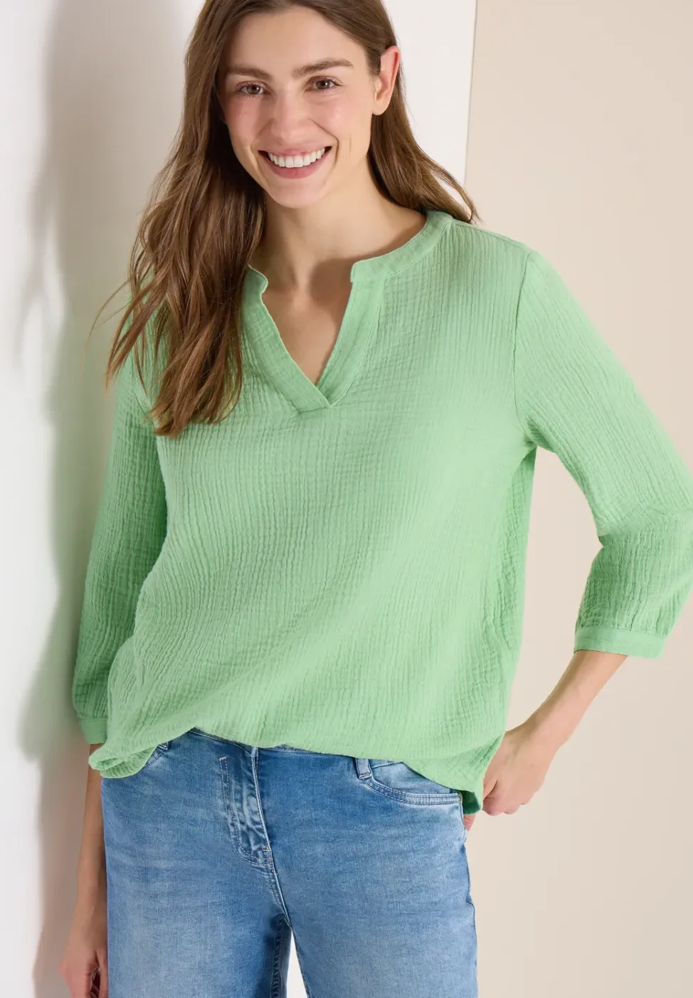 3/4-Arm Bluse in Musselin-Qualität