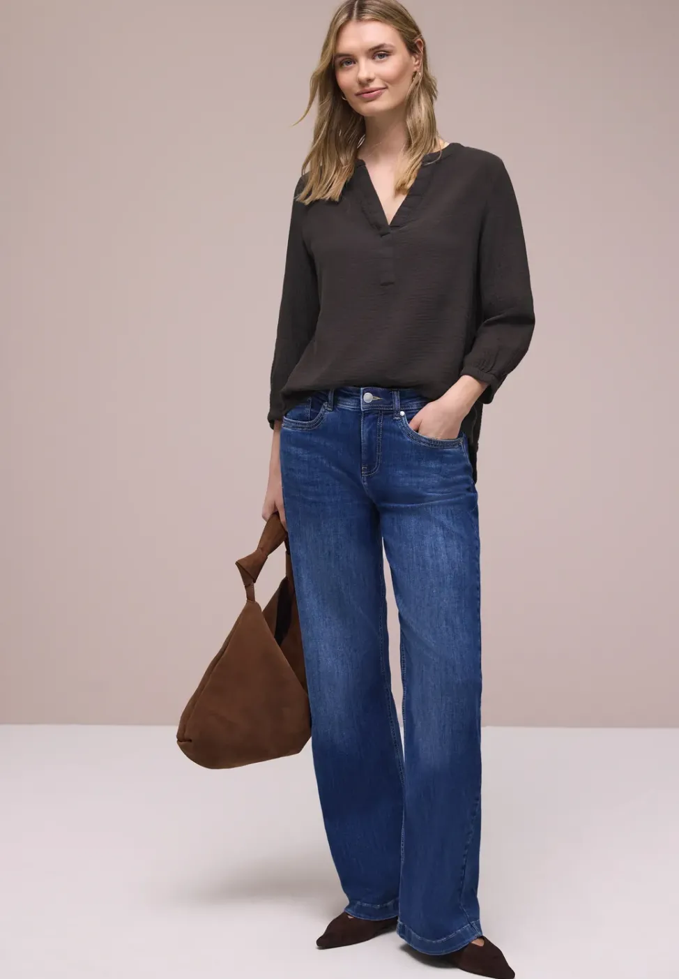 3/4-Arm Bluse in Musselinqualität