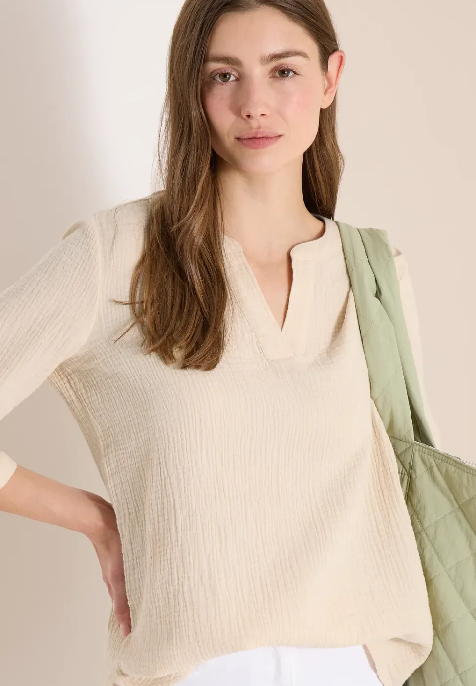 3/4-Arm Bluse in Musselin-Qualität