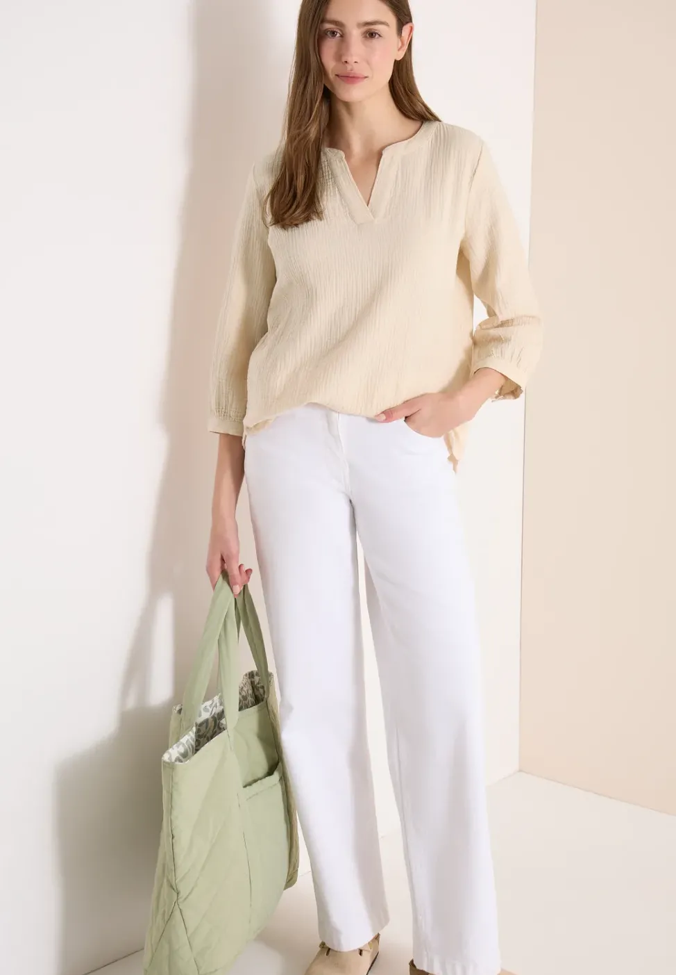 3/4-Arm Bluse in Musselin-Qualität
