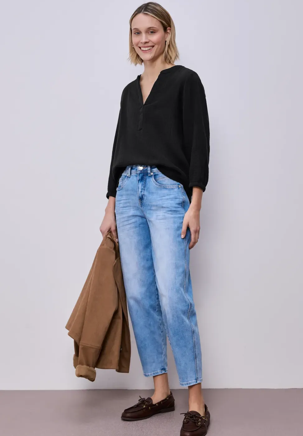 3/4-Arm Bluse in Musselinqualität
