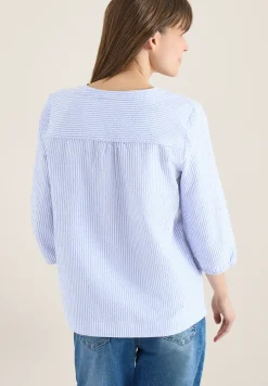 3/4-Arm Bluse in Seersucker Qualität