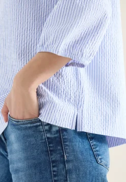 3/4-Arm Bluse in Seersucker Qualität