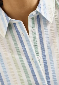 3/4-Arm Bluse in Seersucker Qualität