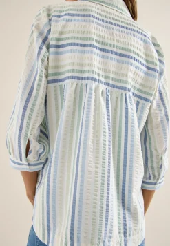 3/4-Arm Bluse in Seersucker Qualität