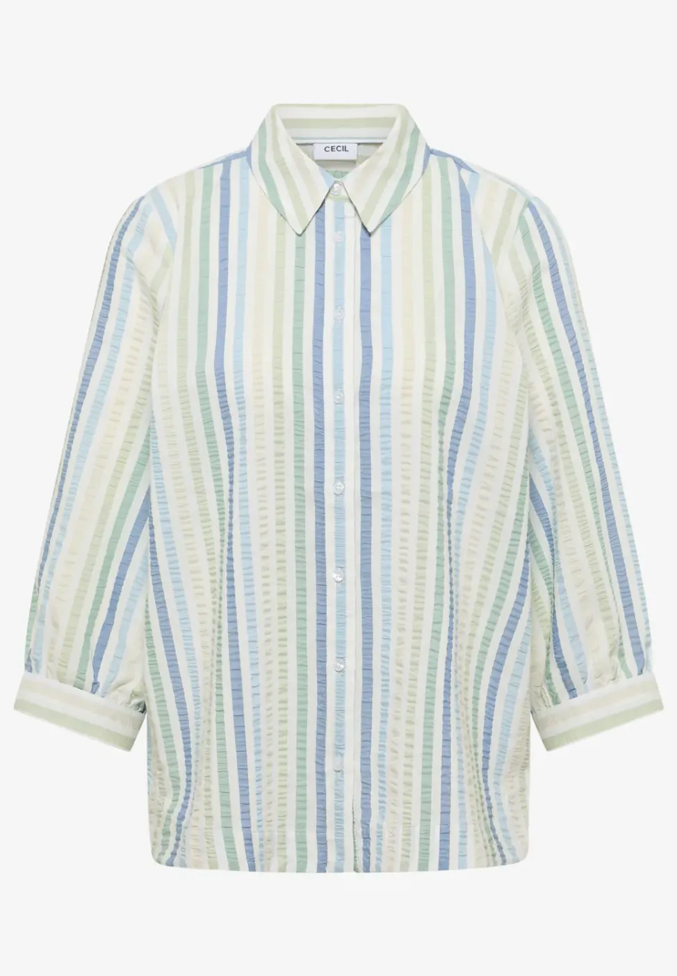 3/4-Arm Bluse in Seersucker Qualität