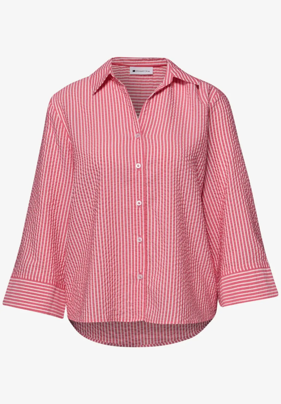 3/4-Arm Bluse in Seersuckerqualität