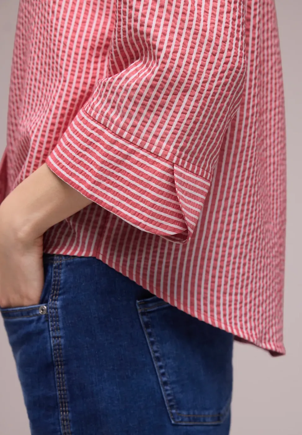 3/4-Arm Bluse in Seersuckerqualität