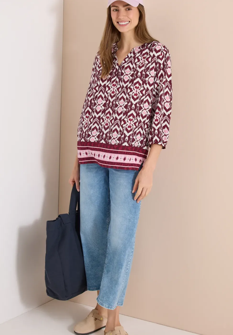3/4-Arm Bluse mit grafischem Muster