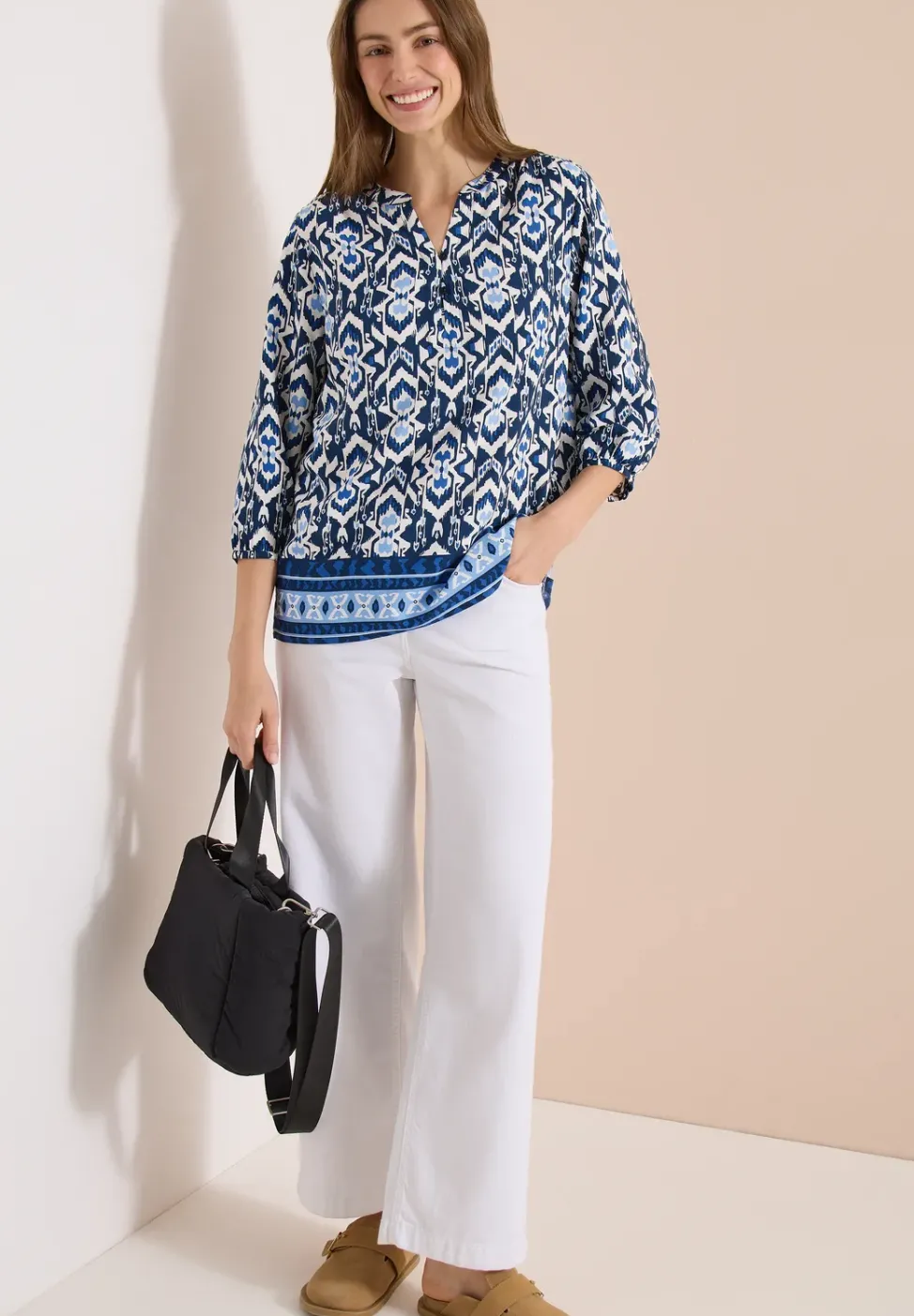 3/4-Arm Bluse mit grafischem Muster