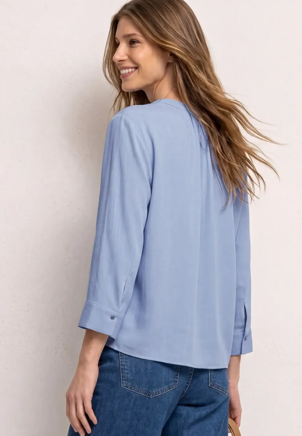 3/4-Arm Bluse mit Knotendetail