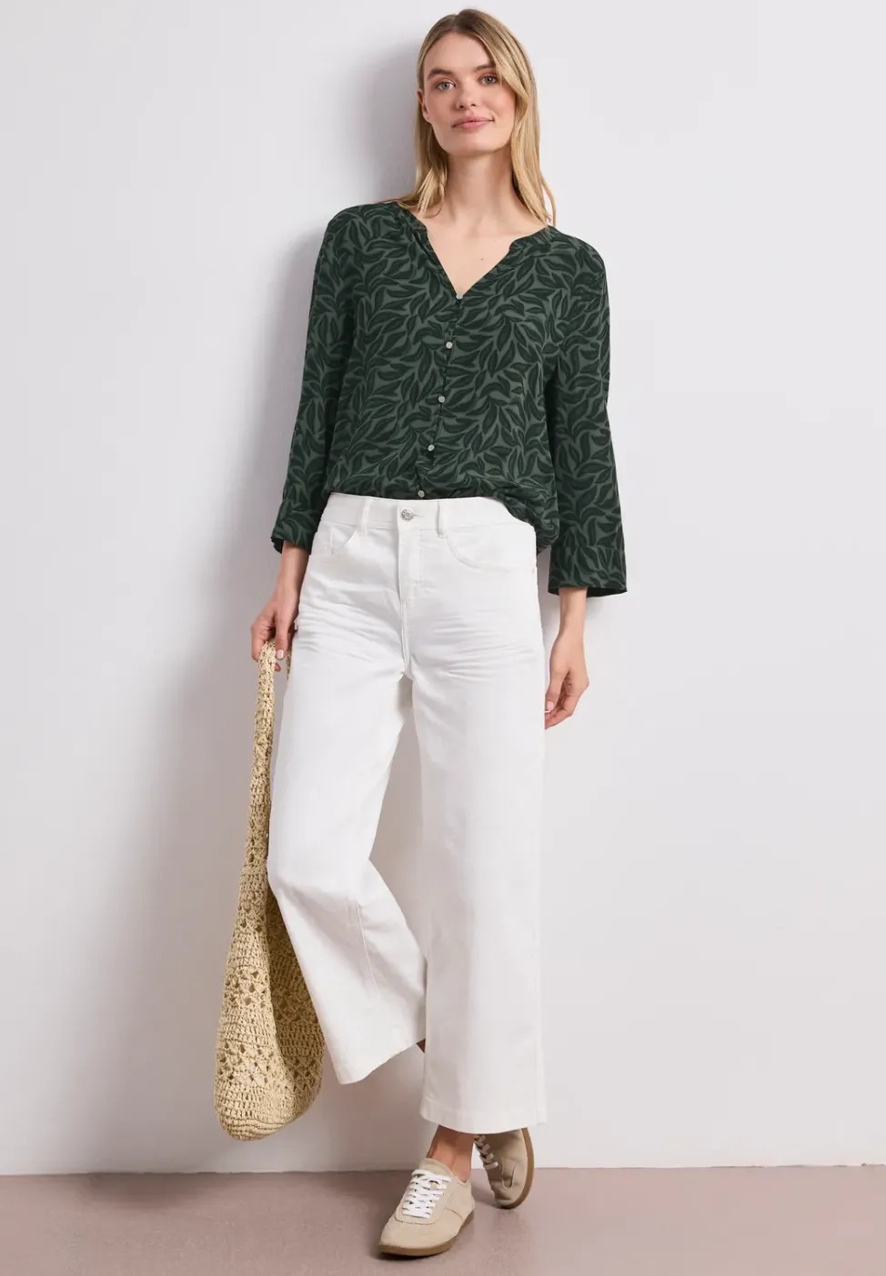 3/4-Arm Bluse mit Knotendetail
