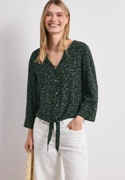 3/4-Arm Bluse mit Knotendetail