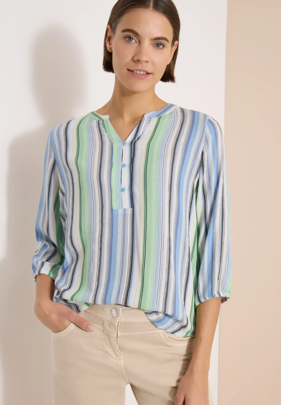 3/4-Arm Bluse mit Multicolor Streifen