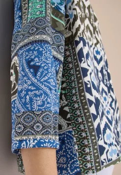 3/4-Arm Bluse mit Patchwork-Print