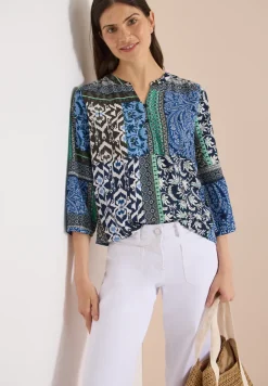 3/4-Arm Bluse mit Patchwork-Print
