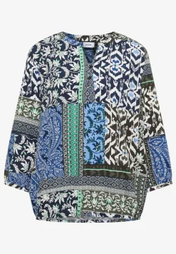 3/4-Arm Bluse mit Patchwork-Print