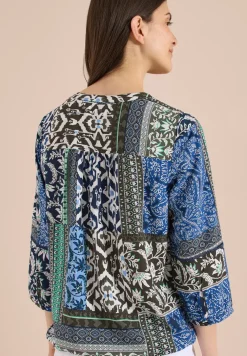 3/4-Arm Bluse mit Patchwork-Print