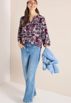 3/4-Arm Bluse mit Patchwork-Print