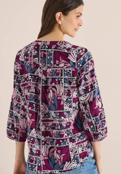 3/4-Arm Bluse mit Patchwork-Print