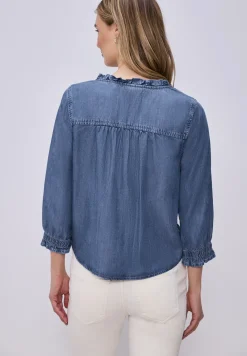 3/4-Arm Bluse mit Rüschendetails