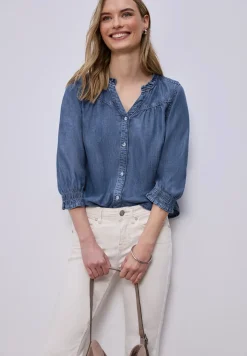 3/4-Arm Bluse mit Rüschendetails