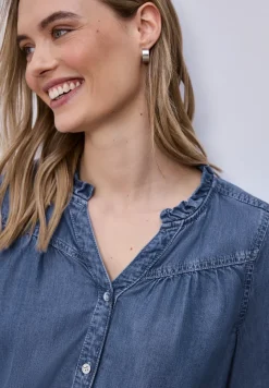 3/4-Arm Bluse mit Rüschendetails