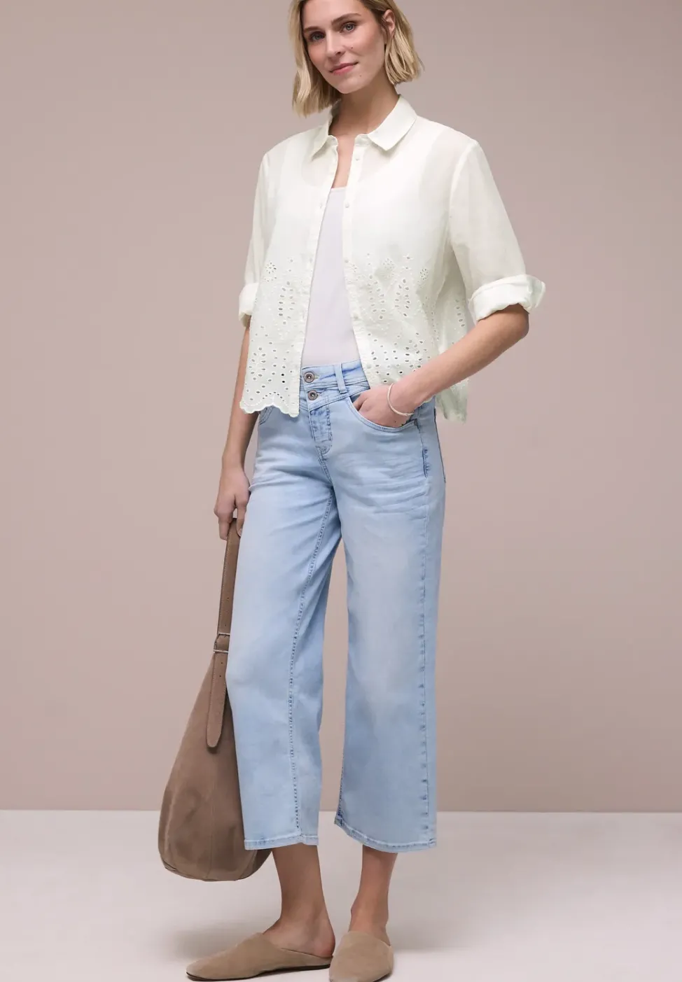3/4-Arm Bluse mit Shiffleydetails