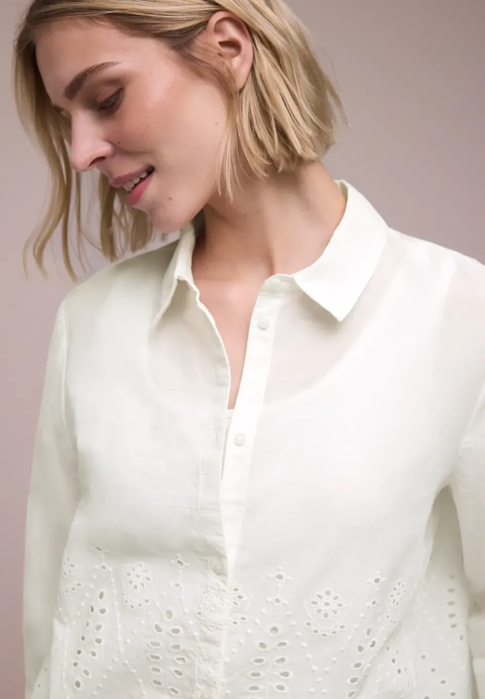 3/4-Arm Bluse mit Shiffleydetails