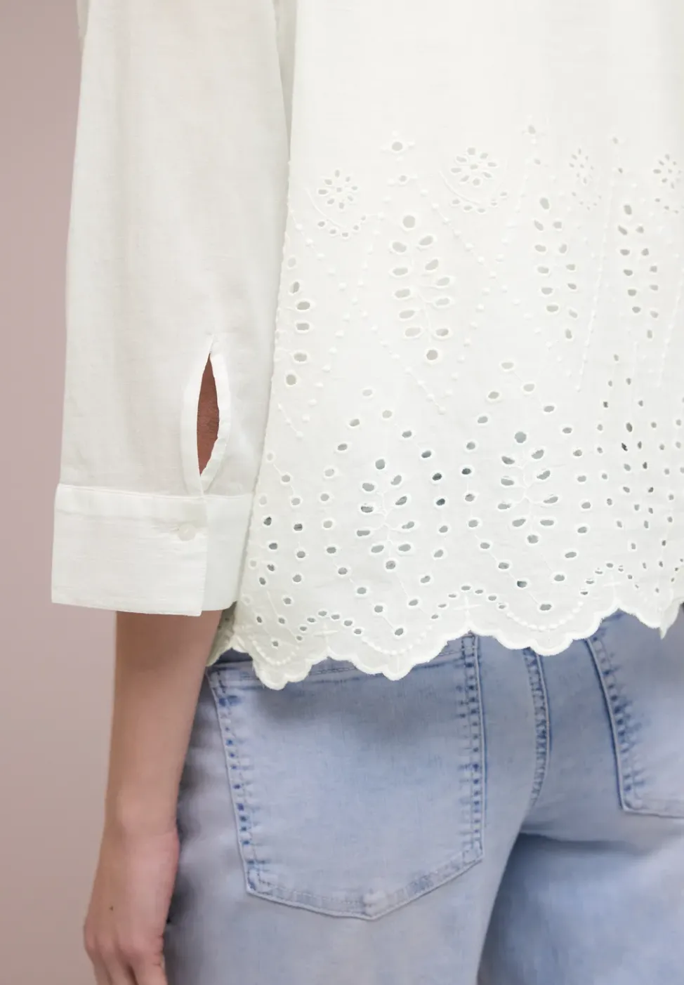 3/4-Arm Bluse mit Shiffleydetails