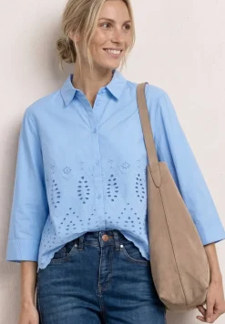 3/4-Arm Bluse mit Shiffleydetails
