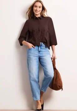 3/4-Arm Bluse mit Shiffleydetails