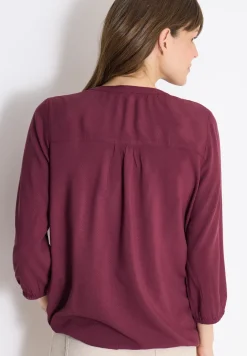 3/4-Arm Bluse mit Split Neck und Bändern
