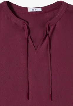 3/4-Arm Bluse mit Split Neck und Bändern