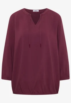 3/4-Arm Bluse mit Split Neck und Bändern